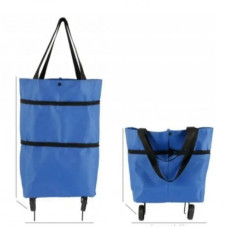 Универсальная складная портативная тележка-сумка для покупок на колесиках Синяя