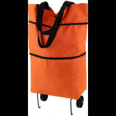 Универсальная складная портативная тележка-сумка для покупок на колесиках Оранжевая
