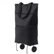 Универсальная складная портативная тележка-сумка для покупок на колесиках Черная