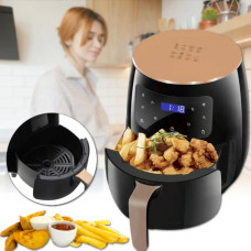 Аэрофритюрница с дисплеем и чашей на 6 литров для приготовления без масла Maxtop 3600W Черная