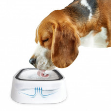 Поилка непроливайка с плавающим диском Миска антипроливайка​​​​​​​ для собак и кошек MAGIC BOWL Белая 1,5л