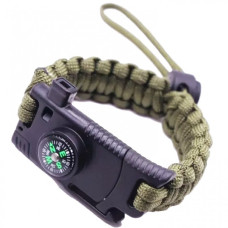 Браслет выживания из паракорта 5в1, 28 см (оливковый)