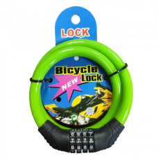 Замок велосипедний C 32213 (зі зміною коду) довжина троса 40 см Зелений