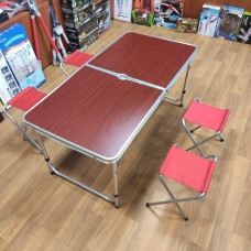 УЦЕНКА Стол для пикника походной раскладной со 4 стульями Folding Table 120х60х55/60/70 см 3 режима высоты