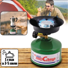 Походная портативная газовая горелка с пьезоподжигом MoCamp мини плита для пикника и кемпинга Зелёная