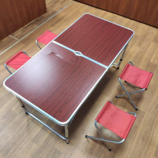 УЦЕНКА Стол для пикника походной раскладной со 4 стульями Folding Table 120х60х55/60/70 см 3 режима высоты