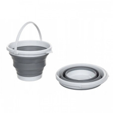 Ведро силиконовое, складное с рёбрами жесткости на 10 литров Серое Ведро силиконовое, складное с рёбрами жесткости на 10 литров Серое