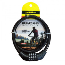 Замок велосипедний C 40300 (зі зміною коду) довжина троса 70 см Чорний