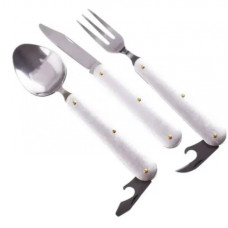 Туристический набор 3 в 1 (ложка, вилка, нож + открывачки) / Складные столовые приборы Серый