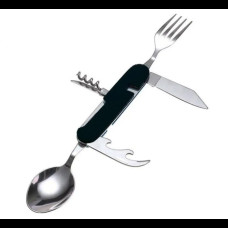 Туристический набор 5 в 1 (ложка, вилка, нож, открывалка и штопор), Черный / Набор для похода 706ALL