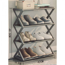 Полиця стійка органайзер для взуття на 4 полиці Shoe Rack Сіра