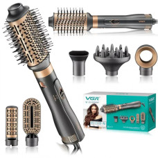 Фен стайлер для укладки волос 6в1, 1000Вт + 6 насадок, от сети, VGR V-491 / Фен-щетка для завивки волос