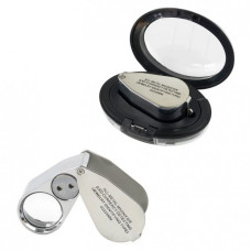 Лупа складная 40x с LED и UV-подсветкой, металлическая MG9890