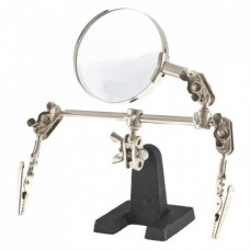 Лупа Третя рука EL-16126 збільшувальне скло із затискачами та підставкою під паяльник