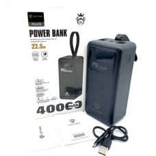 Зовнішній акумулятор Power bank LENYES PX421D PD22,5W 40000mAh акумулятор зарядка Чорний