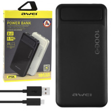 Внешний аккумулятор Power bank AWEI P5K 10000 Mah зарядная батарея Черный