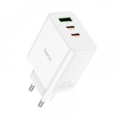 Сетевое зарядное устройство адаптер HOCO C126A Pure 1USB/2Type-C, 40W, поддержка быстрой зарядки PD/QC/FCP/AFC