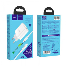 Мережевий зарядний пристрій Hoco C80A Rapido PD18W+QC3.0 charger set Type-C to Lightning