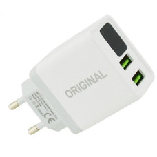 Зарядний пристрій 3.1A 2 USB c екраном QC03 Білий Зарядний пристрій 3.1A 2 USB c екраном QC03 Білий