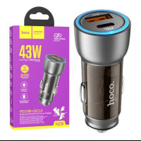 Автомобильное зарядное устройство 43W, PD25W+QC3,0, Hoco NZ8 / АЗУ-адаптер с подсветкой