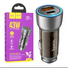 Автомобильное зарядное устройство 43W, PD25W+QC3,0, Hoco NZ8 / АЗУ-адаптер с подсветкой