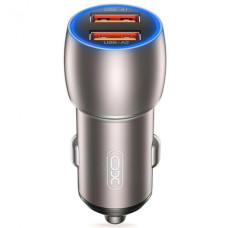 Автомобильное зарядное устройство XO CC52 QC 3.0 36W/2USB 12/24V быстрая зарядка Серый