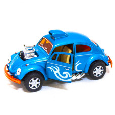 Машинка металлическая инерционная Volkswagen Beetle Custom Dragracer Kinsmart KT5405W 1:32 (Голубой) 