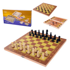 Игровой набор 3 в 1 Шахматы 623A, шахматы, шашки, нарды, дерево-пластик
