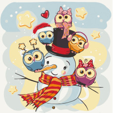 Роспись на холсте 'Снеговик с совами' Art Craft 15550-AC 30х30 см