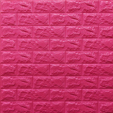 Декоративная 3D панель самоклейка под кирпич Темно-розовый 700x770x7мм (006-7) 