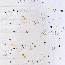 Декоративная 3D панель самоклейка под белый кирпич Звезды 700x770x3мм (021-3)