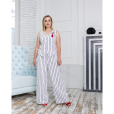 Костюм брючный Леон белый полоска Костюм брючный Леон белый полоска