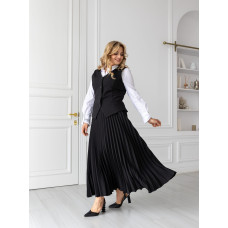 Костюм юбочный с жилеткой Вэнди черный