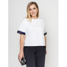 Футболка жіноча трикотажна Олімпія синьо-біла
