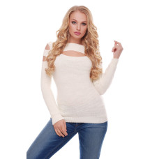 Светр декольте молочний