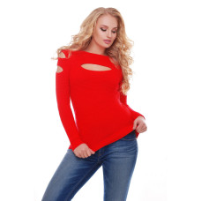 Светр декольте червоний