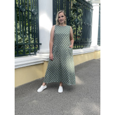 Сарафан летний Марта оливка горох