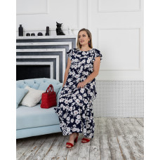 Сарафан длинный Прима синее цветы