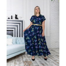 Платье Алена синее принт Платье Алена синее принт
