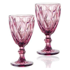 Набор 6 бокалов для вина Elodia Грани 260мл, розовое стекло 