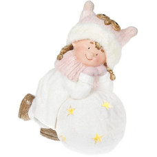 Фигура керамическая  Малышка в розовой шапке на снежке  45.8см с LED-подсветкой
