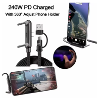 Зарядний кабель тримач з підставкою для телефону 2-в-1 USB Type-C — USB-C Зарядний кабель тримач з підставкою для телефону 2-в-1 USB Type-C — USB-C